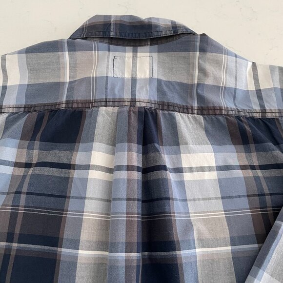The North Face Casual LS Button Down Plaid 100% Cotton Shirt Blues + White Sz L - Picture 9 of 13